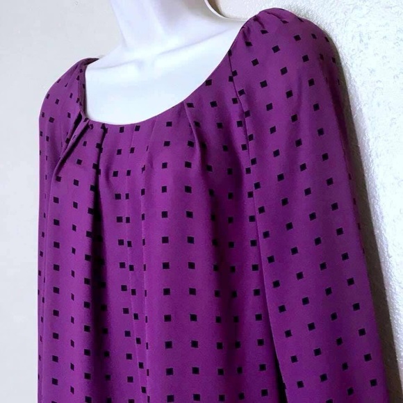 ⭐️ Worthington Purple Black Y2K Block Polka Dot Print Blouse Women’s M - Picture 3 of 8